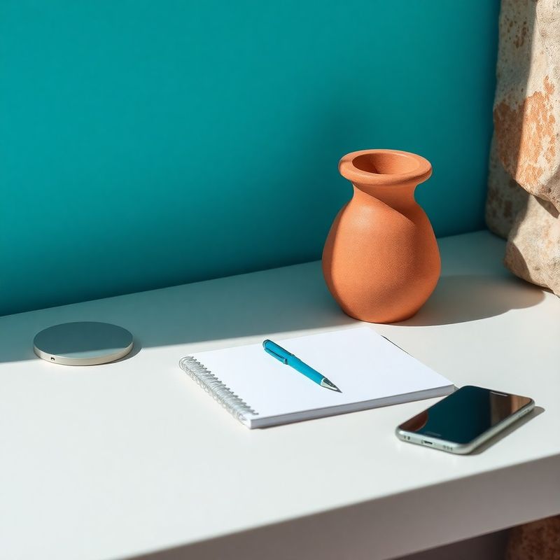 Minimalno teal-moderno radno mjesto s bilježnicom i telefonom